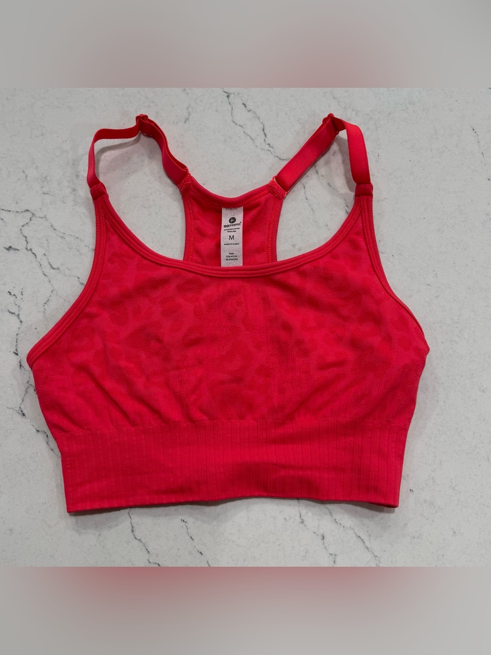 90 Degree by Reflex Women's Pink Animal Print Racerback Sports Bra M